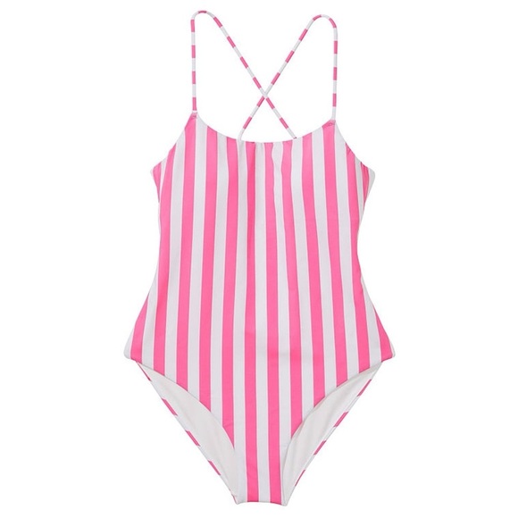 Victoria’s Secret Pink Cabana Stripe Scoop Neck Swimsuit (Size L) - Picture 4 of 9